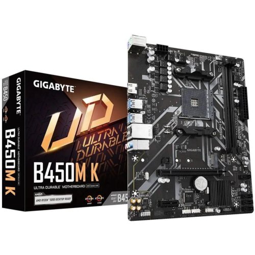 Материнська плата Gigabyte sAM4 AMD B450 HDMI 1xM.2 GbE Lan  mATX B450M K