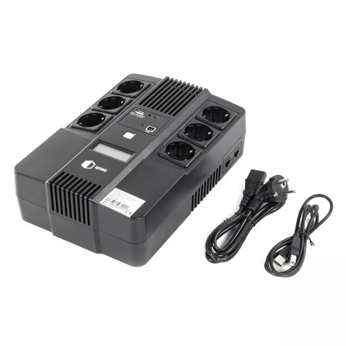 ДБЖ (UPS) лінійно - інтерактивний Qube AIO 650, 650VA/360W, LCD, 6 x Schuko, RJ-45, USB (QBAIO650)