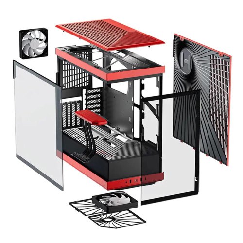 Корпус Hyte Y40 Black-Red, Mid-Tower / ATX, Micro-ATX и Mini-ITX PC Case with PCIE 4.0 cable includ