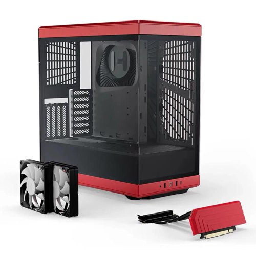 Корпус Hyte Y40 Black-Red, Mid-Tower / ATX, Micro-ATX и Mini-ITX PC Case with PCIE 4.0 cable includ