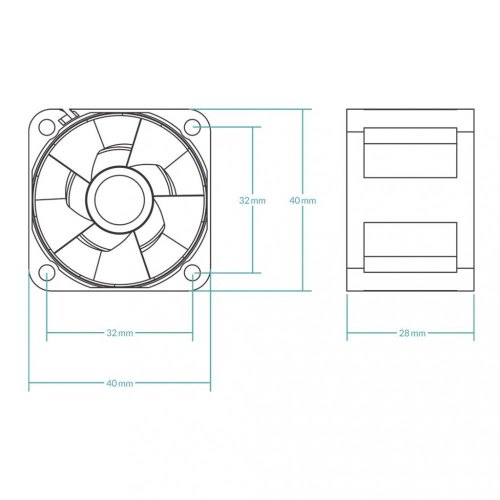 Кулер для корпусу, Arctic 40MM 24дБ, 6000об/хв, чорний