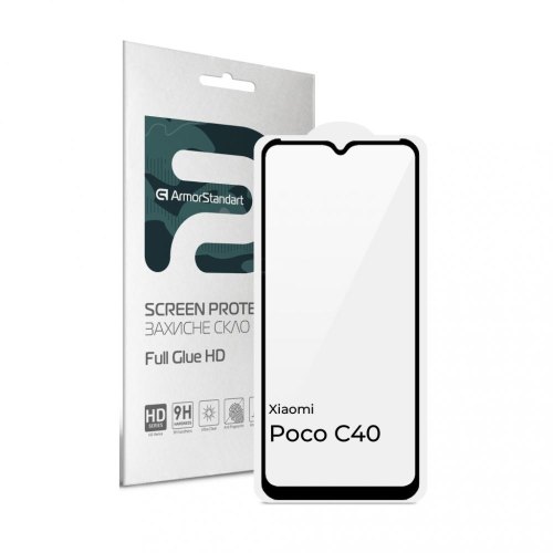 Захисне скло ArmorStandart Full Glue HD для Xiaomi Poco C40 Black (ARM66956)