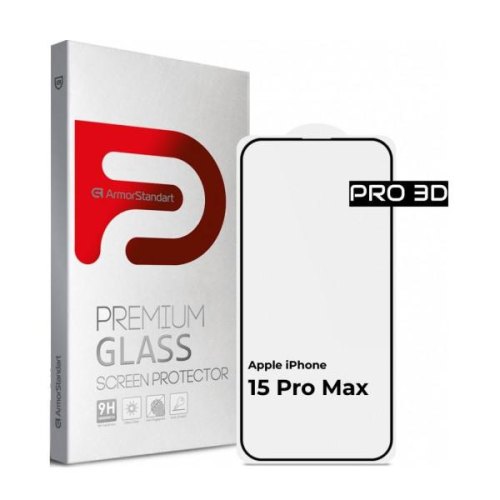 Захисне скло ArmorStandart Pro 3D для Apple iPhone 15 Pro Max Black (ARM68220)