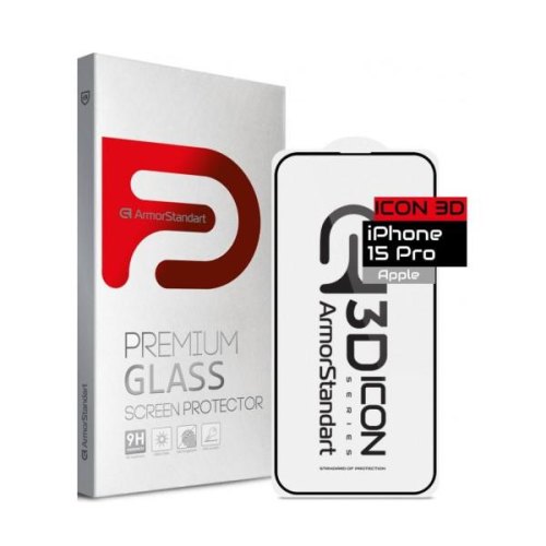 Захисне скло ArmorStandart Icon 3D для Apple iPhone 15 Pro Black (ARM68215)