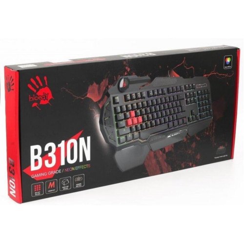Клавіатура дротова, ігрова A4Tech Bloody B310N (Black) неонове підсвічування, USB