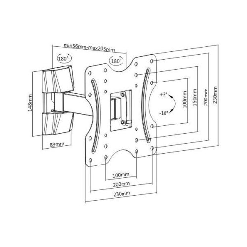 Кронштейн для ТВ Brateck KLA27-221 23-42, VESA:  200*200 мм, нахил: -10° ~ +3° до 30 кг,  відстань  KLA27-221