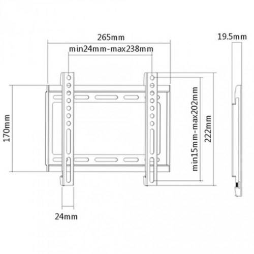 Кронштейн для ТВ (фіксований) Brateck KL22-22F 23 -42, VESA: 200*200 мм, до 35 кг,     KL22-22F
