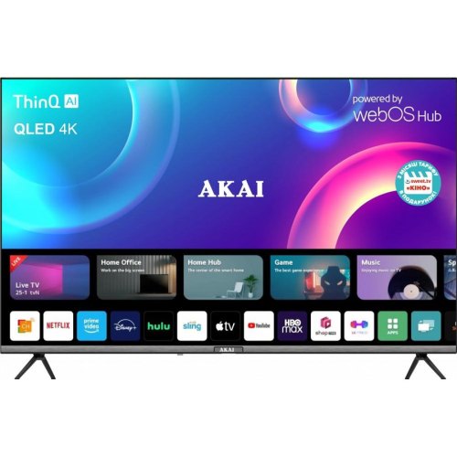 Телевізор 55 AKAI AK55QHD23W Smart TV  3840x2160, 200 кд/м2, DVB-T2, DVB-S, DVB-C, звук 2х10 Вт, AV вхід x 1, USB x 2, VGA x 1, HDMI x 3, CI x 1, Ант