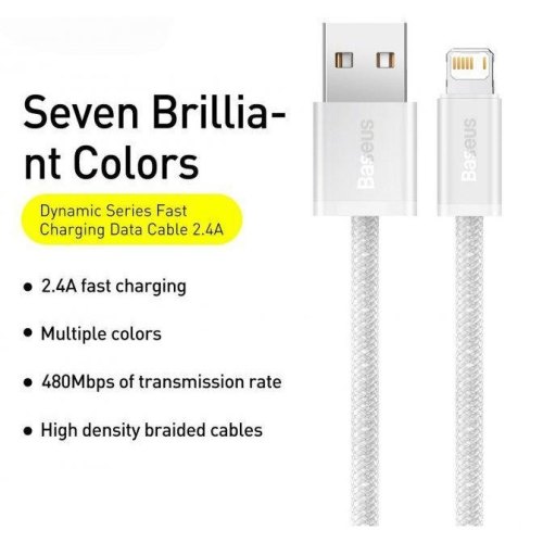 Baseus Dynamic Series Fast Charging Data Cable USB to Lightning 2m White (CALD000502)