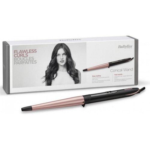Плойка Babyliss, конусна, 64Вт, темп.режимів-6, D -13-25mm, 160-210С, кераміка, чорно-золотий