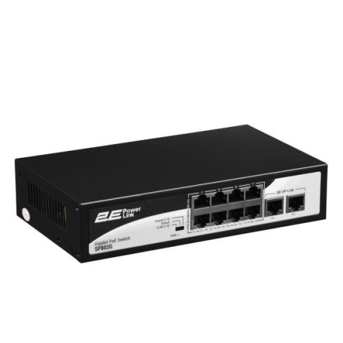Комутатор 2E PowerLink SP802G 10xGE (8xPoE, 2xUplink), 120Вт, Некерований