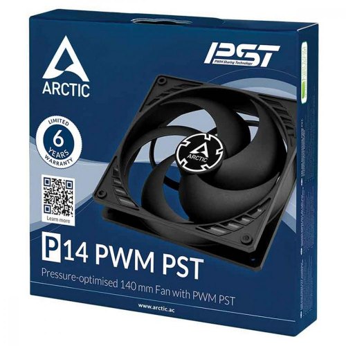 Кулер для корпусу, Arctic 140мм P14 PWM PST 22.4дБ, 1700об/хв, чорний (ACFAN00125A)