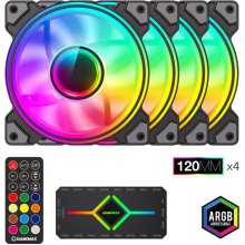 Кулер для корпуса, GAMEMAX DRH400 ARGB 4 in 1 Black 120мм