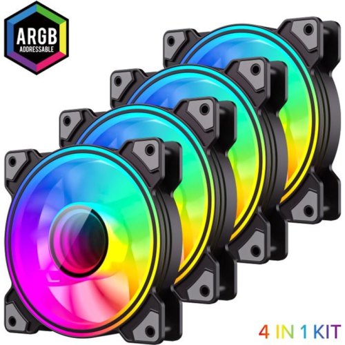 Кулер для корпуса, GAMEMAX DRH400 ARGB 4 in 1 Black 120мм