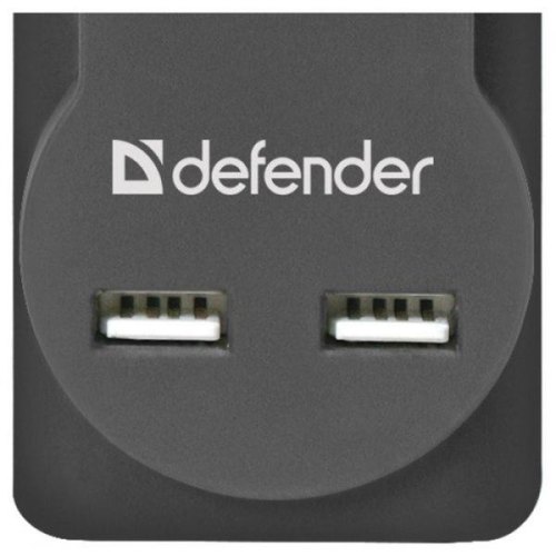 Мережевий фільтр 5,0м Defender DFS 755, 5 розеток, 2xUSB, 2.1A