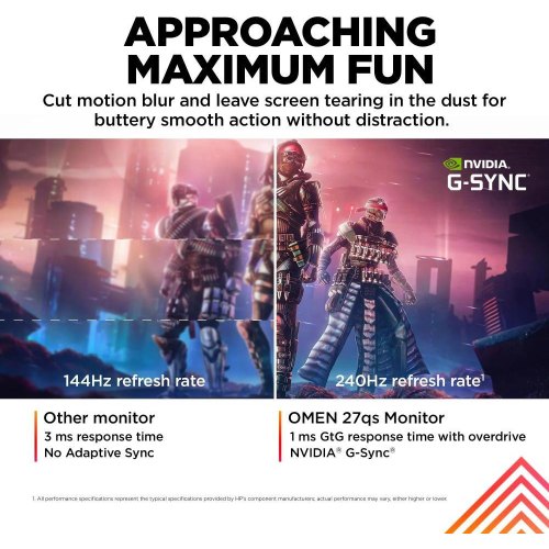 Монітор HP OMEN (27qs), 27, QHD, IPS, 240Hz, 1ms, 2xHDMI, DP, USB-hub, HAS, колонки, чорний