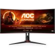 Монітор вигнутий, AOC (CU34G2X,BK), 34, 3440x1440, VA, 144Гц, DP, HDMI x 2, USB, Pivot, чорний з червоним