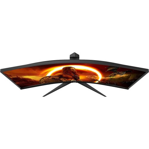 Монітор вигнутий, AOC (CU34G2X,BK), 34, 3440x1440, VA, 144Гц, DP, HDMI x 2, USB, Pivot, чорний з червоним