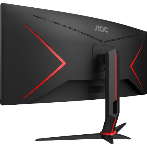 Монітор вигнутий, AOC (CU34G2X,BK), 34, 3440x1440, VA, 144Гц, DP, HDMI x 2, USB, Pivot, чорний з червоним