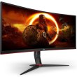 Монітор вигнутий, AOC (CU34G2X,BK), 34, 3440x1440, VA, 144Гц, DP, HDMI x 2, USB, Pivot, чорний з червоним
