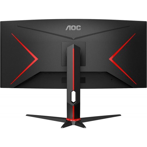 Монітор вигнутий, AOC (CU34G2X,BK), 34, 3440x1440, VA, 144Гц, DP, HDMI x 2, USB, Pivot, чорний з червоним