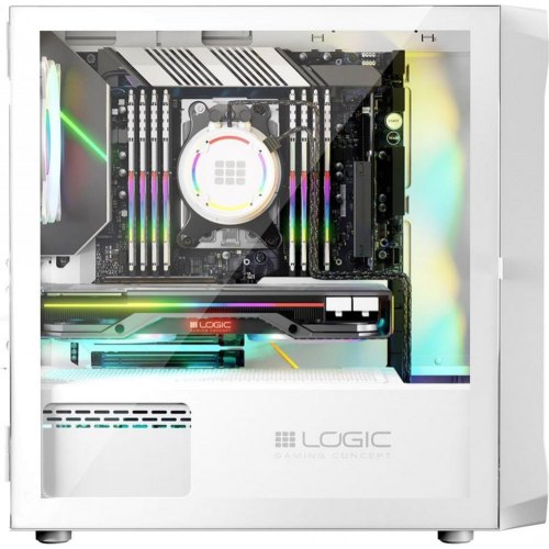 Корпус без БЖ, Logic Concept PORTOS MESH+GLASS ARGB, 3x120, mATX, білий