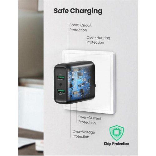 Мережевий зарядний пристрій UGREEN CD161 36W QC3.0 USB Fast Charger 3A Black (10216)
