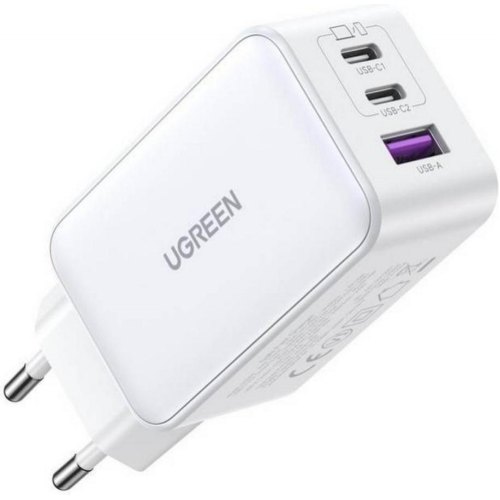 Мережевий зарядний пристрій UGREEN CD244 USB-A+2xUSB-C 65W GaN Tech Fast Charger White (15334)