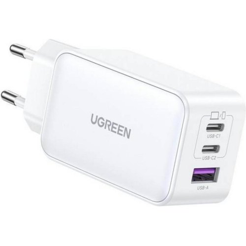 Мережевий зарядний пристрій UGREEN CD244 USB-A+2xUSB-C 65W GaN Tech Fast Charger White (15334)