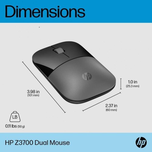 Мишка бездротова, HP Z3700, 1200 dpi, 3 кнопки, Grey