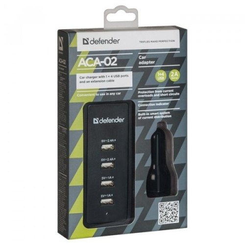 АЗП Defender 5xUSB 45W (1 + 4 USB-A) ACA-02 5V/9.2A