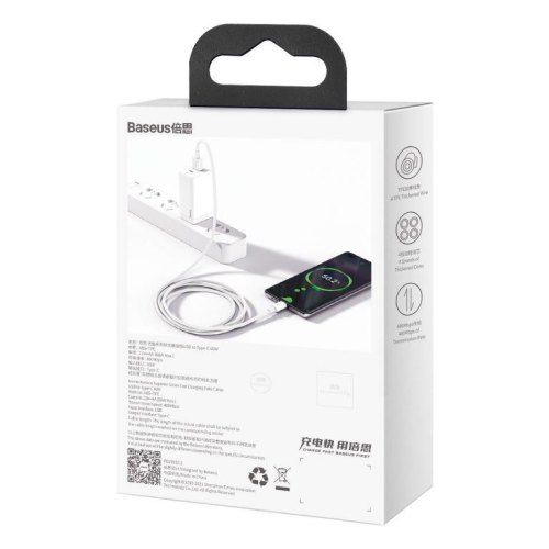 Кабель Baseus Superior Series USB For Type-C 5A 66W 1M White