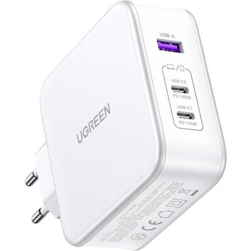 Мережевий зарядний пристрій UGREEN CD289 GaN Fast Charger 140W with Cable White (15339)