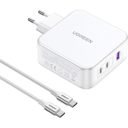 Мережевий зарядний пристрій UGREEN CD289 GaN Fast Charger 140W with Cable White (15339)