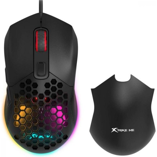 Мишка дротова, XTRIKE ME GM-316, ігрова, 7200dpi, 7 кнопок, 13 режимів RGB, 2 панелі, Black