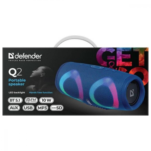 Портативна колонка Defender Q2 (65302) 10W, BT/FM/USB/TF/AUX синя