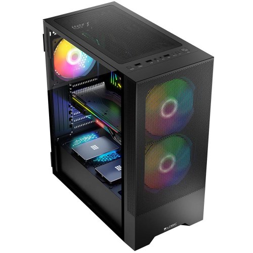 Корпус без БЖ, LogicConcept ARYA MESH+GLASS ARGB, 2x140 мм + 1x120 мм, ATX, чорний