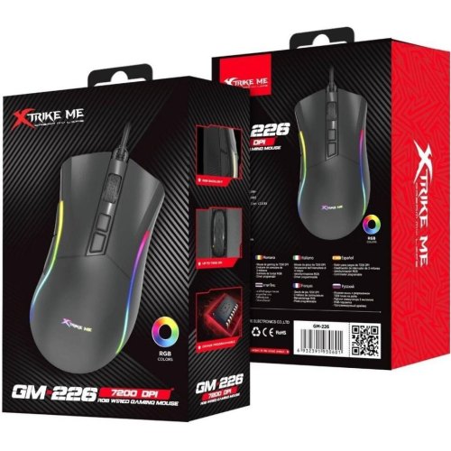 Мишка дротова, XTRIKE ME GM-226, ігрова, 7200dpi, 7 кнопок, RGB, Black