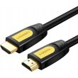 Кабель HDM, 100см, UGREEN (10115) V2.0 Round Cable 4K, Чорний+Жовтий