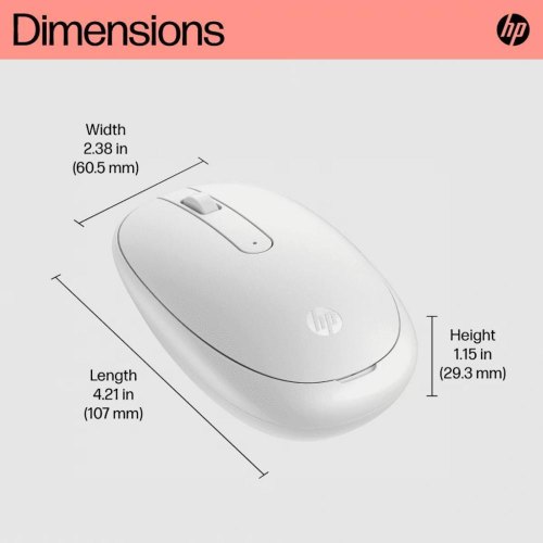 Мишка бездротова, HP 240 Bluetooth, 1600dpi, 3 кнопки, White