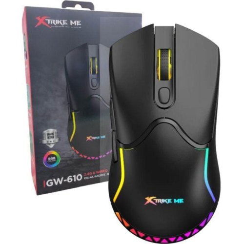 Мишка бездротова, XTRIKE ME GW-610, ігрова, 8000dpi, 7 кнопок, RGB, Black