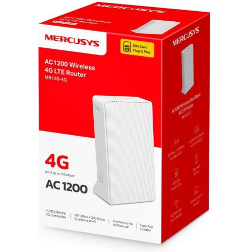 Модем 4G - портативна точка доступу Wi-Fi Mercusys MB130 4G LTE, White