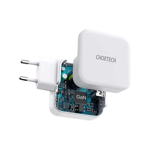 Мережевий зарядний пристрій CHOETECH GaN USB Type-C, Type-A 65W, PD, QC
