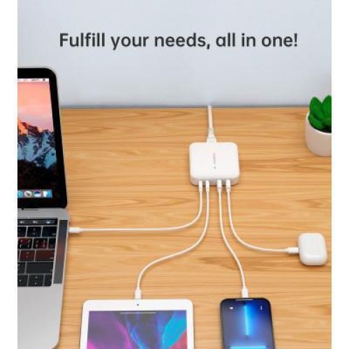 Мережевий зарядний пристрій Choetech PD8008-EU-WH 100W,2 USB-A / 2 USB-С