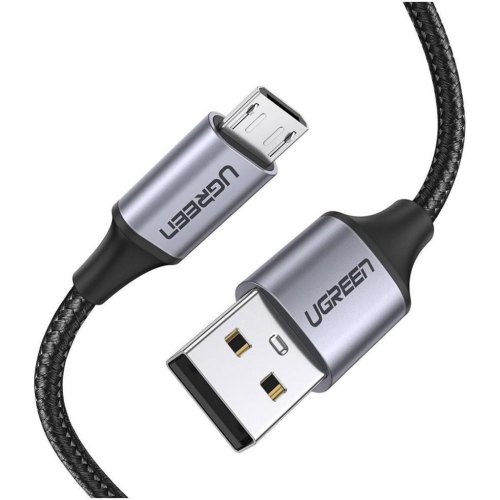 Кабель UGREEN US290 USB 2.0 to Micro Cable Nickel Plating Aluminum Braid 2A 0.5M Black (60145)