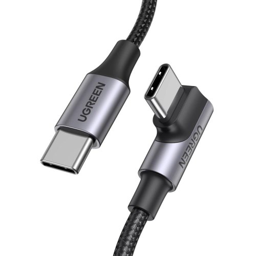 Кабель UGREEN US334 USB-C 2.0 to Angled USB-C M/M Cable Aluminium Shell with Braided 3m Black (20583)