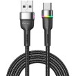 Кабель ESSAGER Colorful LED USB Cable Fast Charging 3A USB-A to Type-C 2m Black (EXCT-XCDA01)