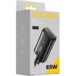 Мережевий зарядний пристрій ESSAGER Shining 65W GaN Travelling Charger 2 Type-C+USB-A EU Black (ECT2CA-MYB01)