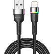 Кабель ESSAGER Colorful LED USB Cable Fast Charging 2.4A USB-A to Lightning 1m Black (EXCL-XCD01)