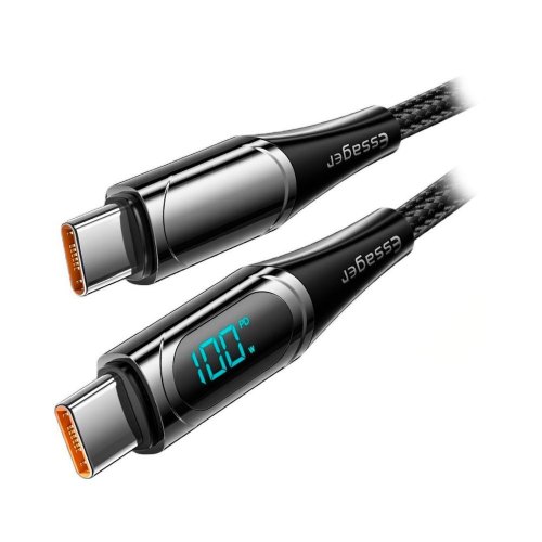 Кабель ESSAGER LED Digital Display Fast Charging 100W Type-C to Type-C 1m Black (ES-XCTT1-YD01)